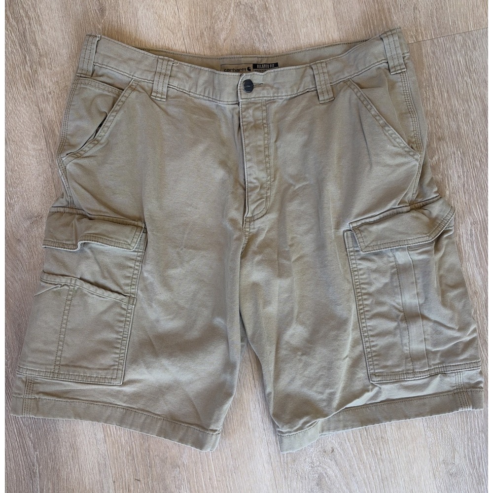 Carhartt Cargo Shorts Mens 38 Relaxed Fit Tan Canvas Utility Workwear Pocket